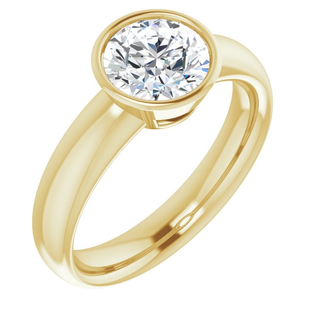 10K Yellow Gold Customizable Bezel-set Round Cut Solitaire with Wide Band