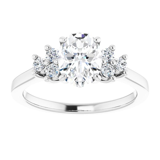 Cubic Zirconia Engagement Ring- The Gwendolyn (Customizable Oval Cut 7-stone Prong-Set Design)