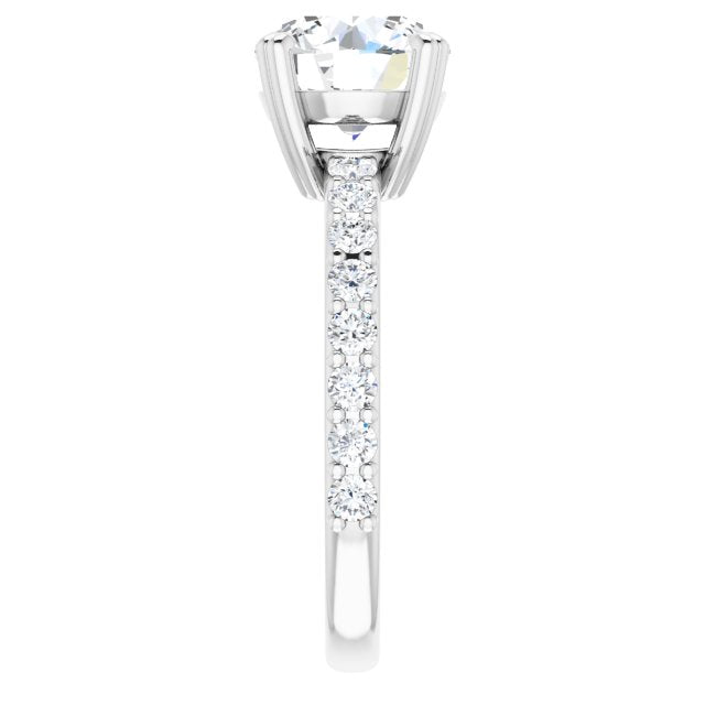 Cubic Zirconia Engagement Ring- The Chandita (Customizable Round Cut Design with Large Round Cut 3/4 Band Accents)