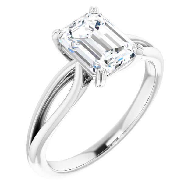 Cubic Zirconia Engagement Ring- The Gayle (Customizable Radiant Cut Solitaire with Wide-Split Band)