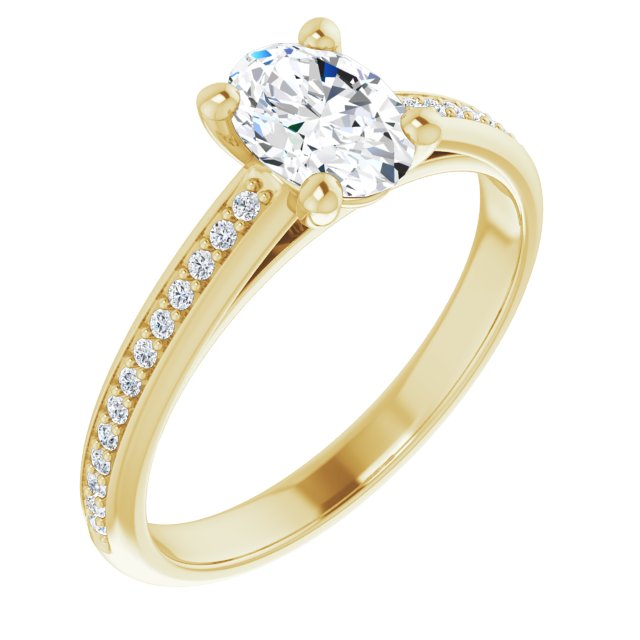 10K Yellow Gold Customizable Cathedral-set Oval Cut Style with Shared Prong Band