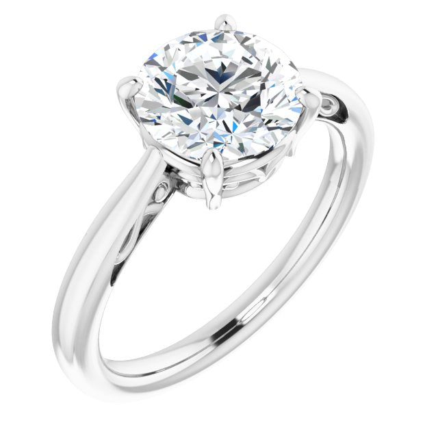 14K White Gold Customizable Round Cut Solitaire with 'Incomplete' Decorations