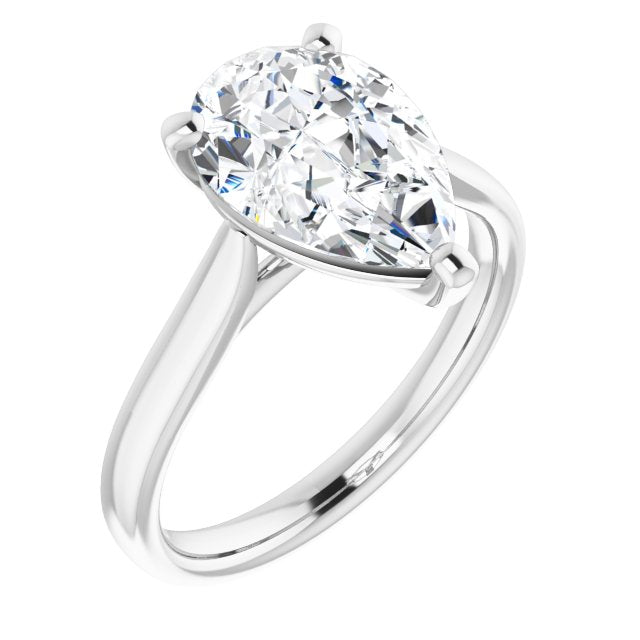 10K White Gold Customizable Cathedral-Prong Pear Cut Solitaire