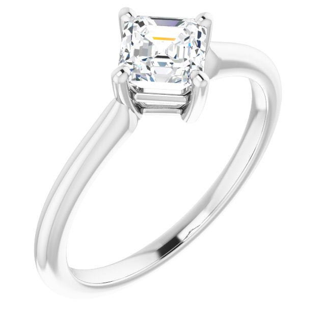 10K White Gold Customizable Asscher Cut Solitaire with Raised Prong Basket