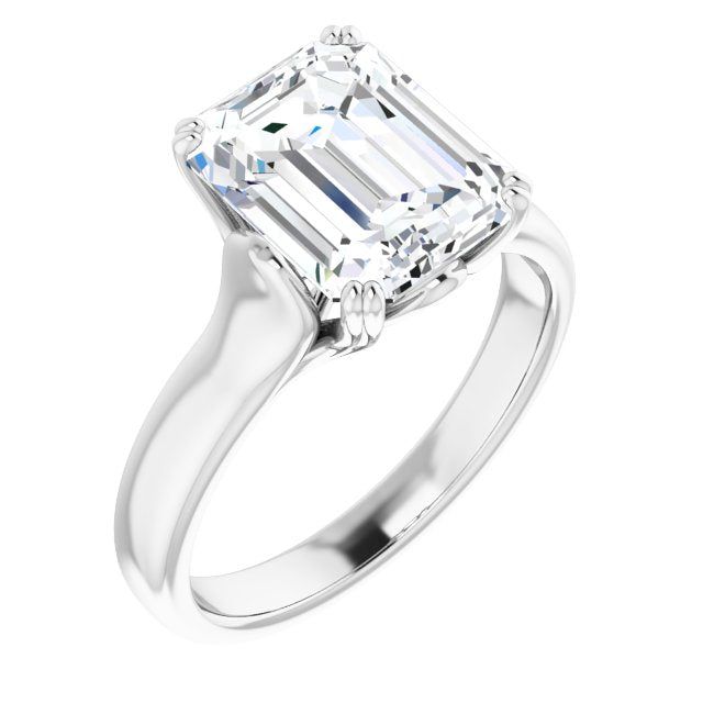 10K White Gold Customizable Emerald/Radiant Cut Solitaire with Under-trellis Design