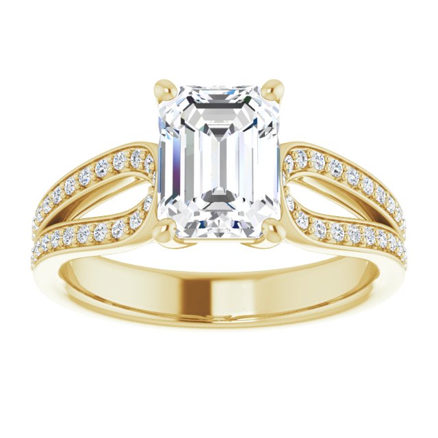 Radiant Cut Cubic Zirconia Engagement Ring with Split-band Shared Prong ...