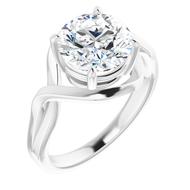10K White Gold Customizable Round Cut Hurricane-inspired Bypass Solitaire