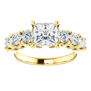 Cubic Zirconia Engagement Ring- The Mysti (Customizable Princess Cut Seven-stone Design with Round Prong Accents)