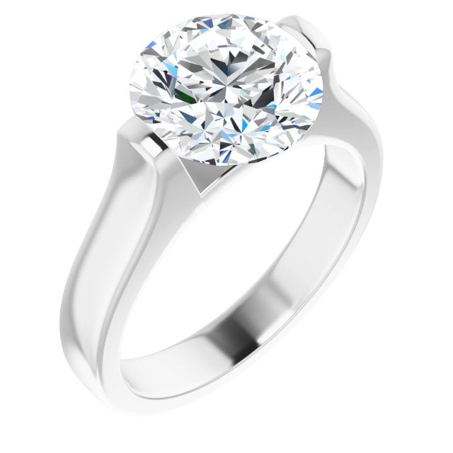 10K White Gold Customizable Bar-set Round Cut Solitaire