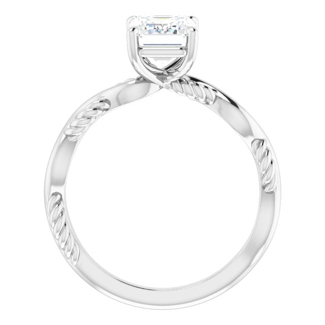 Cubic Zirconia Engagement Ring- The Marja (Customizable Radiant Cut Solitaire with Twisting Split Band)