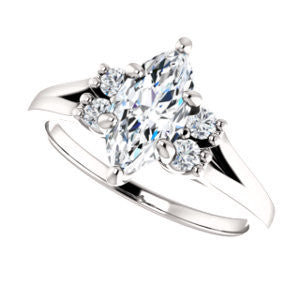 Cubic Zirconia Engagement Ring- The Bianca (Customizable 5-stone Cluster Style with Marquise Cut Center)