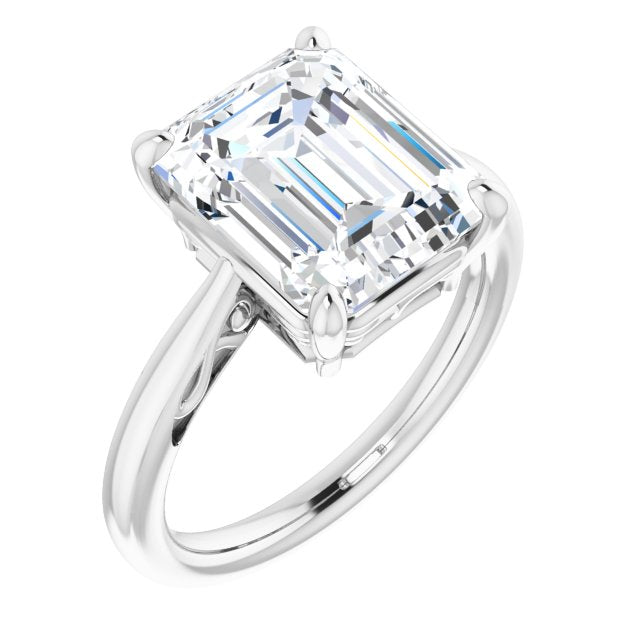 10K White Gold Customizable Emerald/Radiant Cut Solitaire with 'Incomplete' Decorations