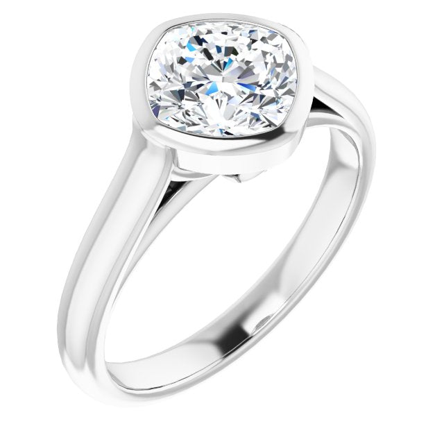 Cubic Zirconia Engagement Ring- The Ann Michelle (Customizable Cathedral-Bezel Cushion Cut 7-stone "Semi-Solitaire" Design)