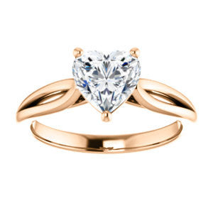 Cubic Zirconia Engagement Ring- The Viola (Customizable Heart Cut Solitaire with Curving Tapered Split Band)