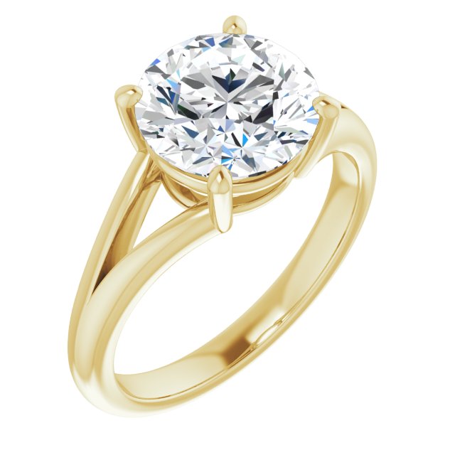 10K Yellow Gold Customizable Round Cut Solitaire with Tapered Split Band