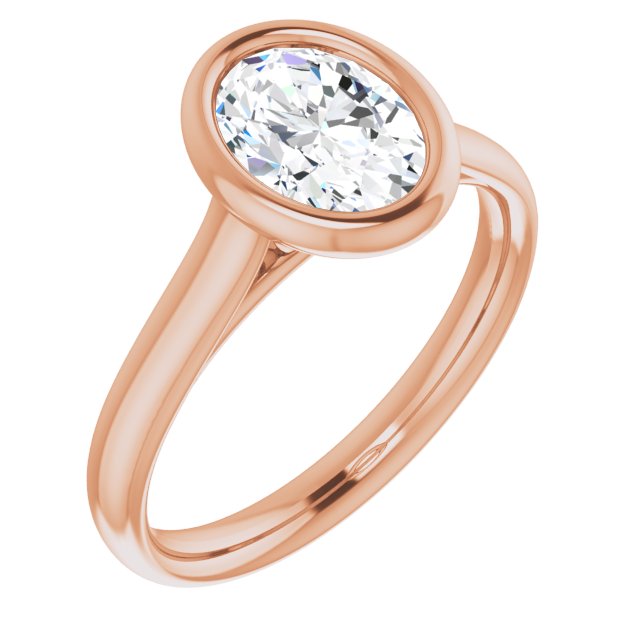 14K Rose Gold Customizable Cathedral-Bezel Oval Cut Solitaire