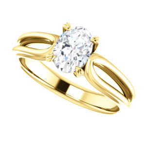 CZ Wedding Set, featuring The Piper engagement ring (Customizable Oval Cut Solitaire with Flared Split-band)