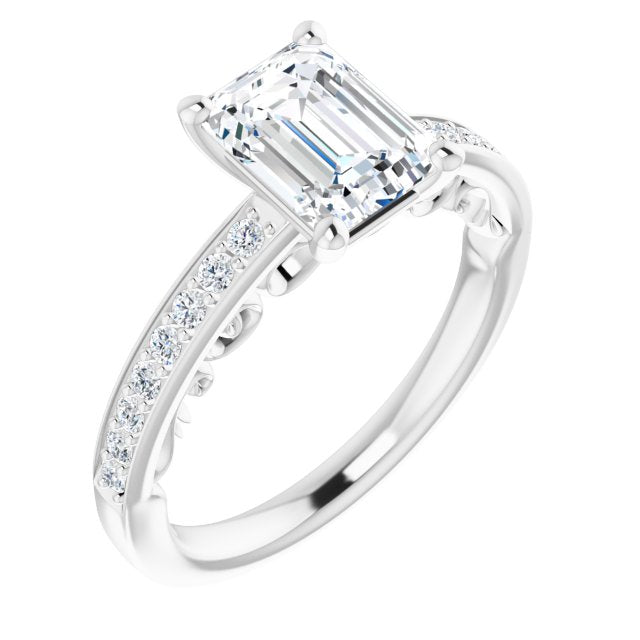 Cubic Zirconia Engagement Ring- The Eternity (Customizable Radiant Cut Design featuring 3-Sided Infinity Trellis and Round-Channel Accented Band)