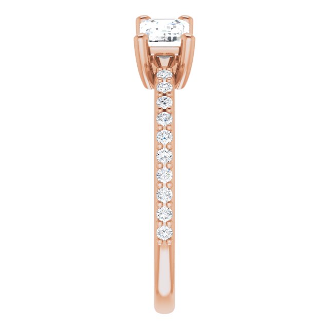 Cubic Zirconia Engagement Ring- The Minerva (Customizable Enhanced 2-stone Emerald Cut Design with Ultra-thin Accented Band)