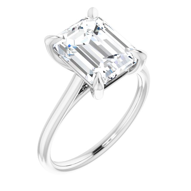 10K White Gold Customizable Classic Cathedral Emerald/Radiant Cut Solitaire