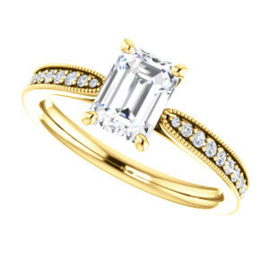 CZ Wedding Set, featuring The Brooklynn engagement ring (Customizable Radiant Cut with Cathedral Setting and Milgrained Pavé Band)