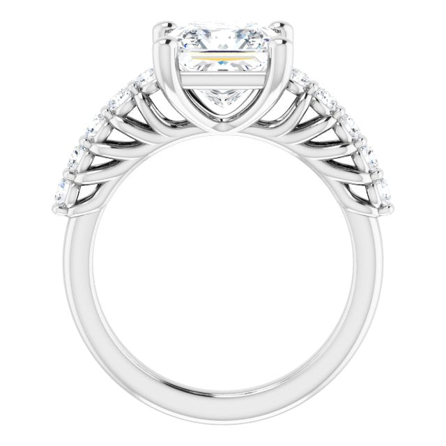 Cubic Zirconia Engagement Ring- The Alaia (Customizable Princess/Square Cut Style with Round Bar-set Accents)