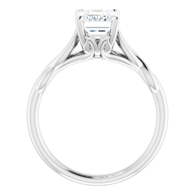Cubic Zirconia Engagement Ring- The Diamond (Customizable Emerald Cut Solitaire with Braided Infinity-inspired Band and Fancy Basket)