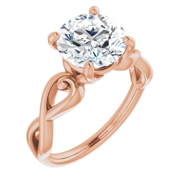 10K Rose Gold Customizable Round Cut Solitaire Design with Tapered Infinity-symbol Split-band