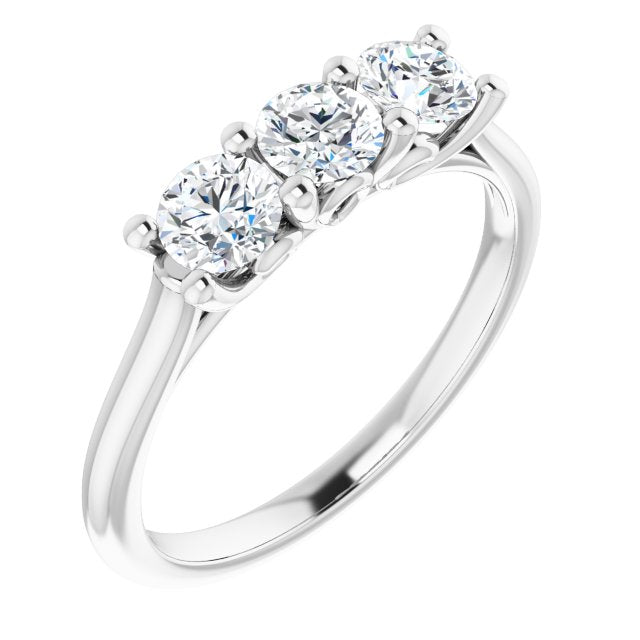 10K White Gold Customizable Triple Round Cut Design with Thin Band