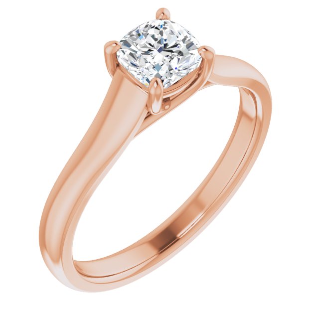 10K Rose Gold Customizable Cushion Cut Cathedral-Prong Solitaire with Decorative X Trellis