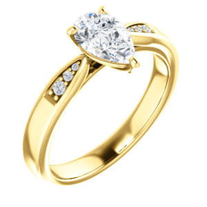 Cubic Zirconia Engagement Ring- The Ximena (Customizable Cathedral-Set Pear Cut 7-stone Design)