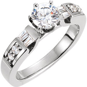 Cubic Zirconia Engagement Ring- The Alaina (Customizable 9-stone with Round and Tapered Baguette Accents)