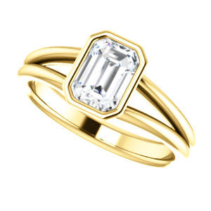 Cubic Zirconia Engagement Ring- The Shae (Customizable Emerald Cut Split-Band Solitaire)