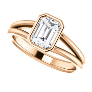 Cubic Zirconia Engagement Ring- The Shae (Customizable Emerald Cut Split-Band Solitaire)