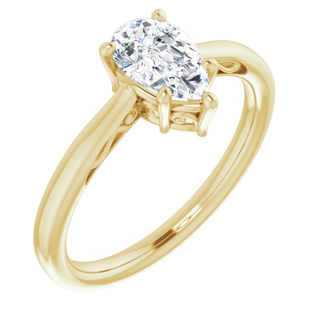 10K Yellow Gold Customizable Pear Cut Solitaire with 'Incomplete' Decorations