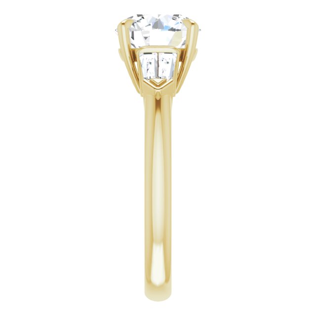 Cubic Zirconia Engagement Ring- The Fortunada (Customizable 5-stone Design with Round Cut Center and Quad Baguettes)