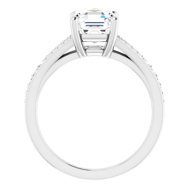 Cubic Zirconia Engagement Ring- The Gaurika (Customizable Asscher Cut Center with Thin Split-Shared Prong Band)
