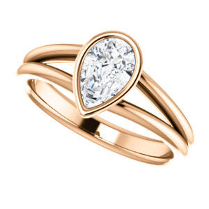 CZ Wedding Set, featuring The Shae engagement ring (Customizable Pear Cut Split-Band Solitaire)