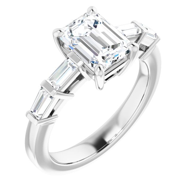 Cubic Zirconia Engagement Ring- The Bodhi (Customizable 9-stone Design with Radiant Cut Center and Round Bezel Accents)