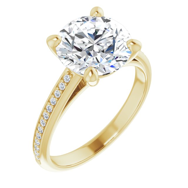 10K Yellow Gold Customizable Cathedral-set Round Cut Style with Shared Prong Band