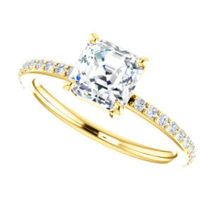 Cubic Zirconia Engagement Ring- The Delilah (Customizable Asscher Cut Petite Style with 3/4 Pavé  Band)