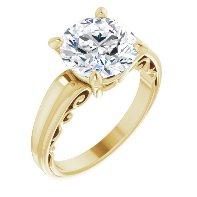 10K Yellow Gold Customizable Round Cut Solitaire