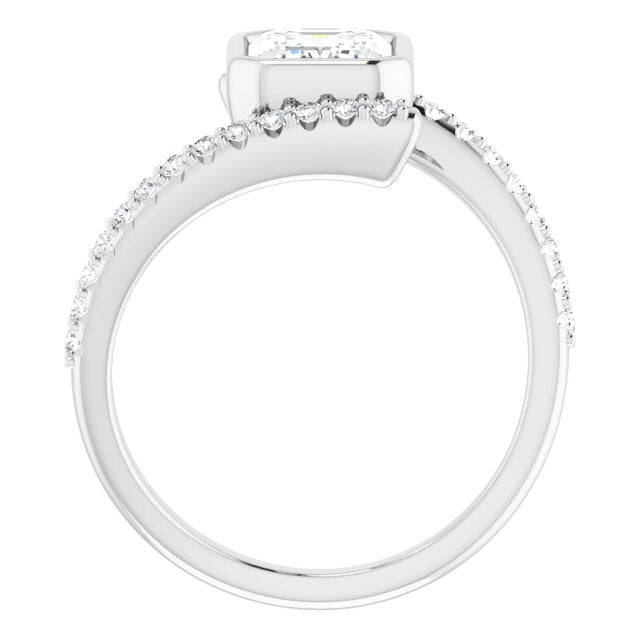 Cubic Zirconia Engagement Ring- The Pocahontas (Customizable Bezel-set Radiant Cut Design with Bypass Pavé Band)