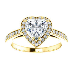 Cubic Zirconia Engagement Ring- The Kira (Customizable Cathedral-Halo Heart Cut Design with Thin Pavé Band)