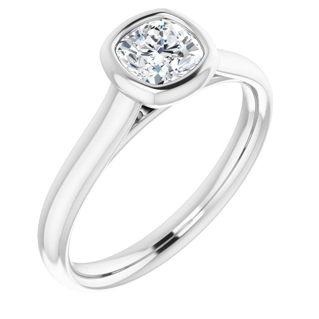 10K White Gold Customizable Cathedral-Bezel Cushion Cut Solitaire