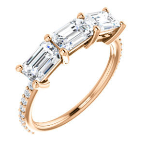 Cubic Zirconia Engagement Ring- The Mary Helen (Customizable Triple Radiant Cut Design with Ultra Thin Pavé Band)