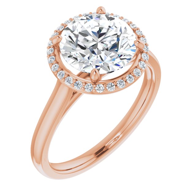 18K Rose Gold Customizable Halo-Styled Cathedral Round Cut Design