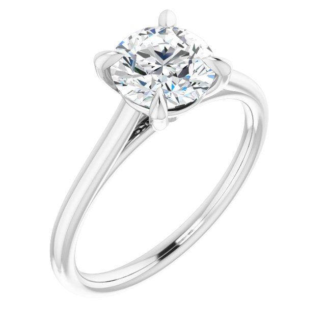 10K White Gold Customizable Classic Cathedral Round Cut Solitaire
