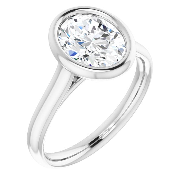 10K White Gold Customizable Cathedral-Bezel Oval Cut Solitaire