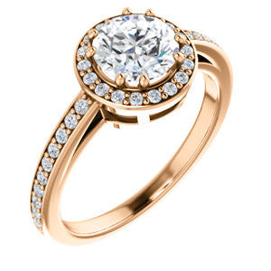 Cubic Zirconia Engagement Ring- The Kira (Customizable Cathedral-Halo Round Cut Design with Thin Pavé Band)